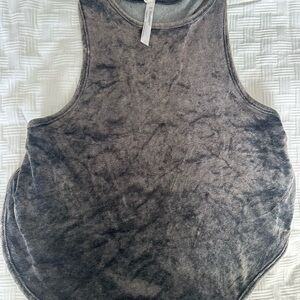 Free People Marbled Charcoal Velvet Tank Top